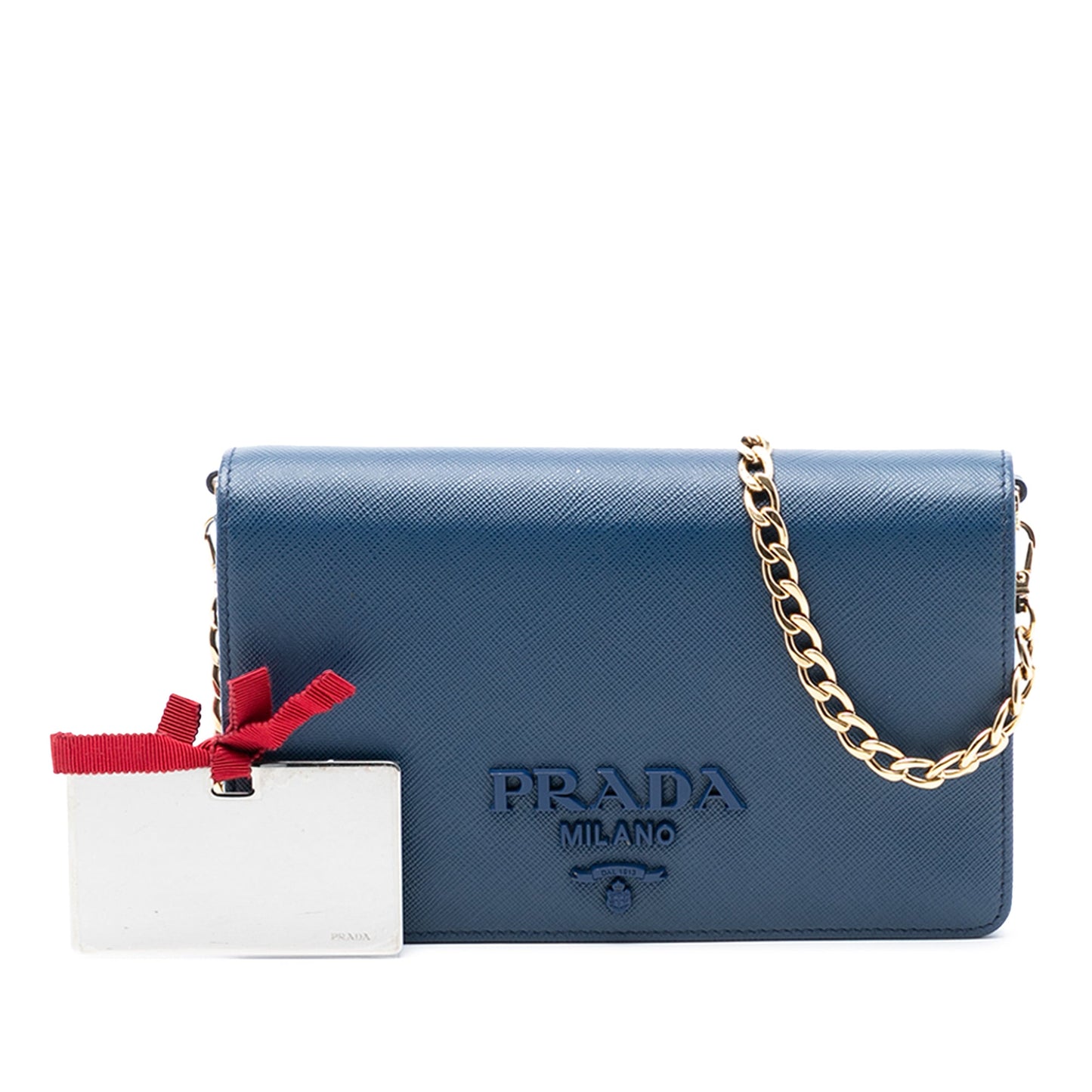 Prada Saffiano Lux Monochrome Wallet on Chain