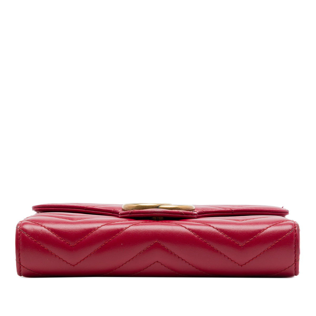 Gucci GG Marmont Matelasse Calfskin Wallet On Chain — Red