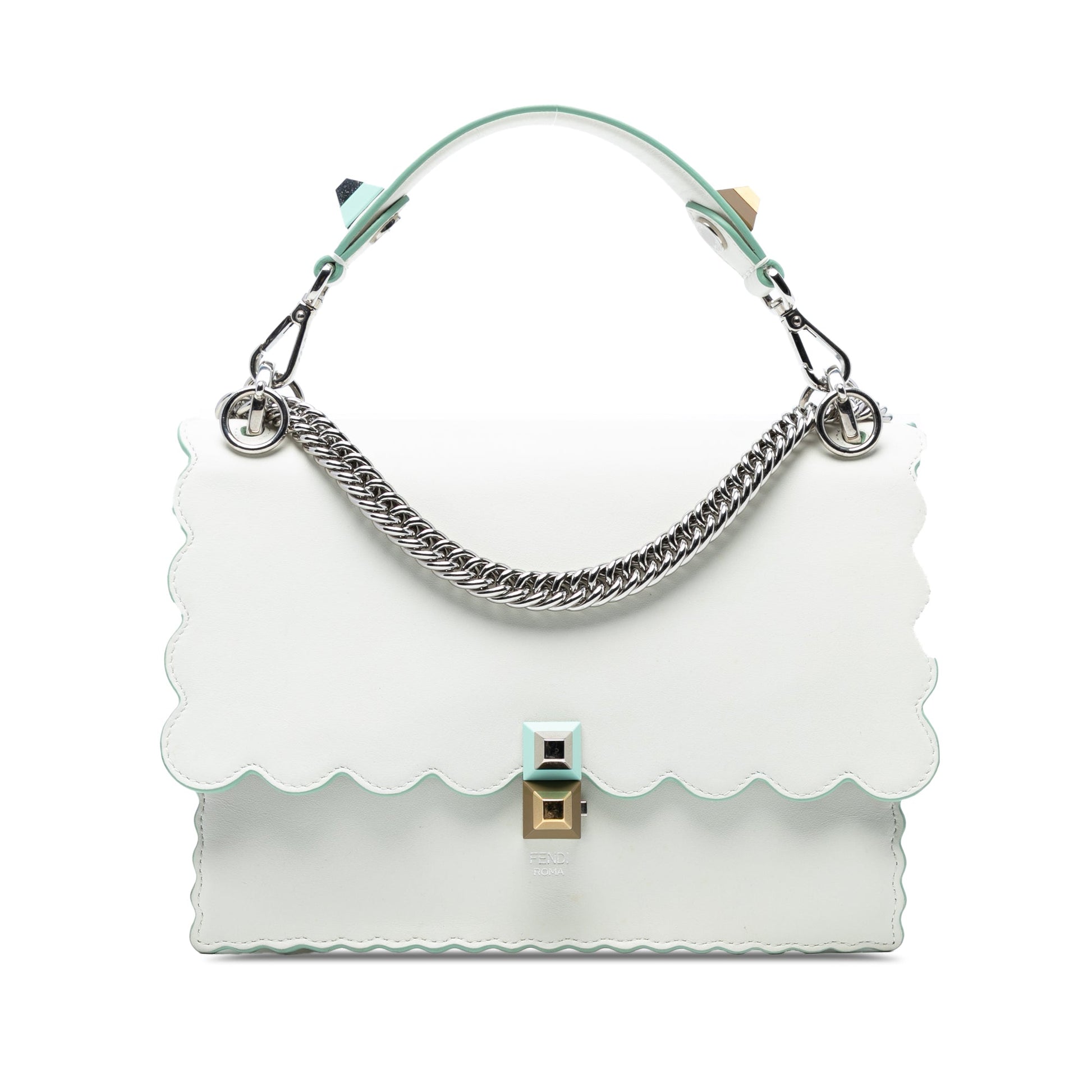 Fendi Medium Scalloped Leather Studded Kan I Satchel