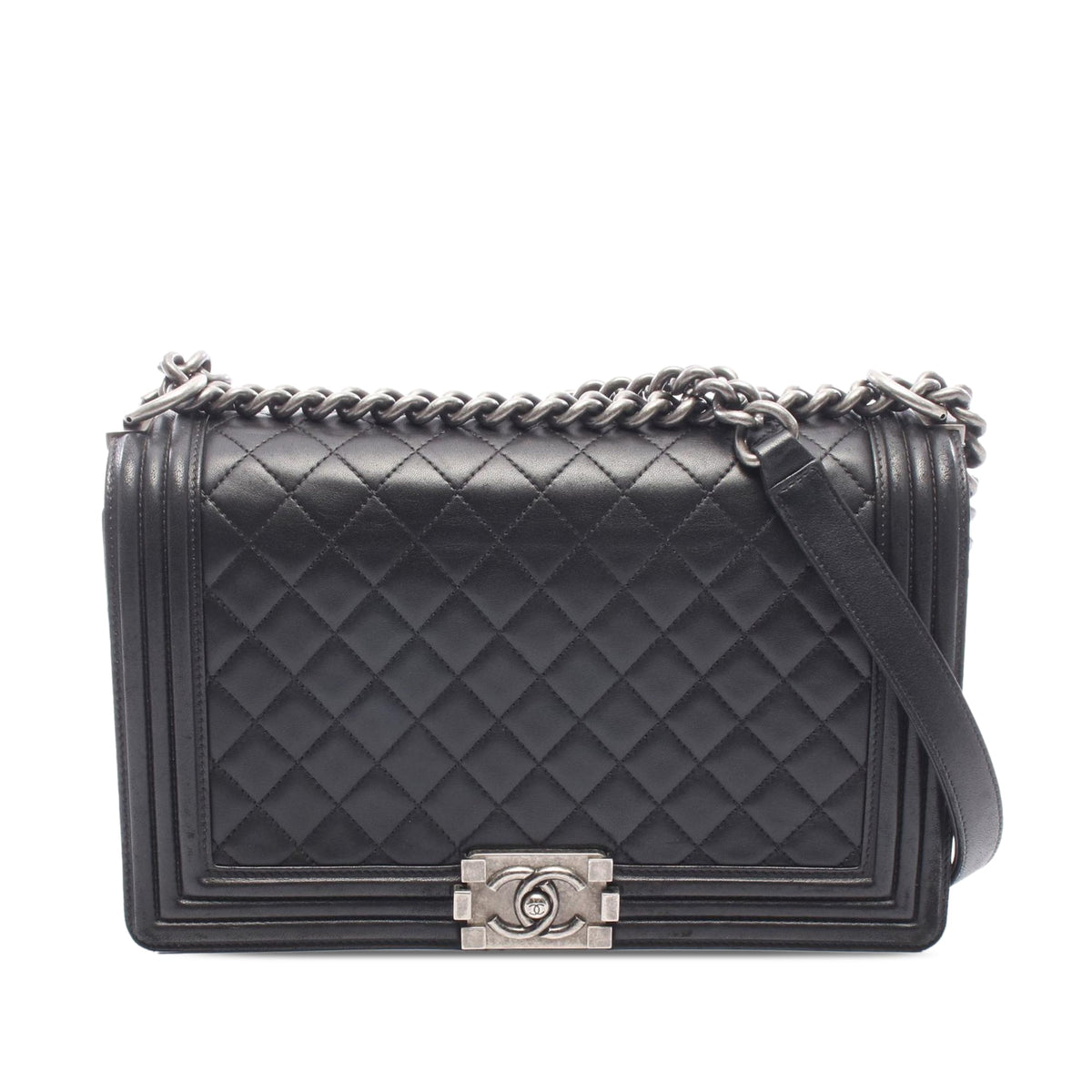 Chanel Large Quilted Lambskin Boy Flap — Black