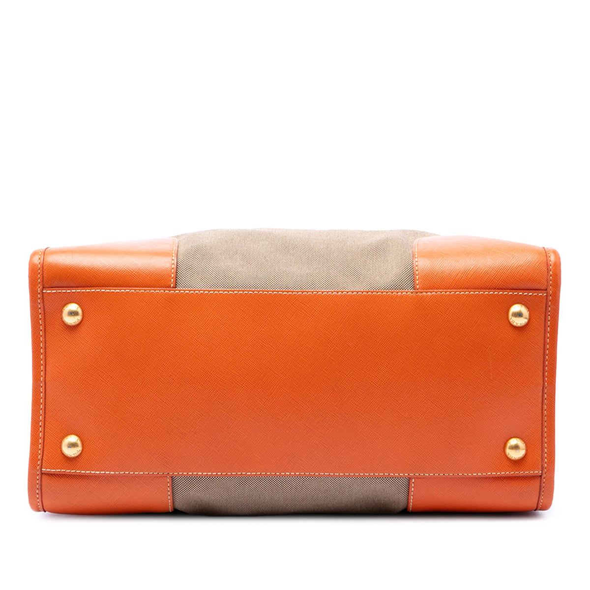 Prada Saffiano Trimmed Canvas Canapa Logo Satchel — Brown