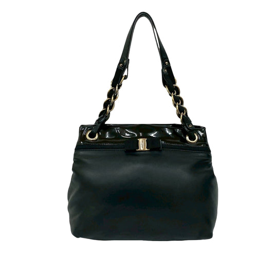 Ferragamo Leather Vara Bow Shoulder Bag