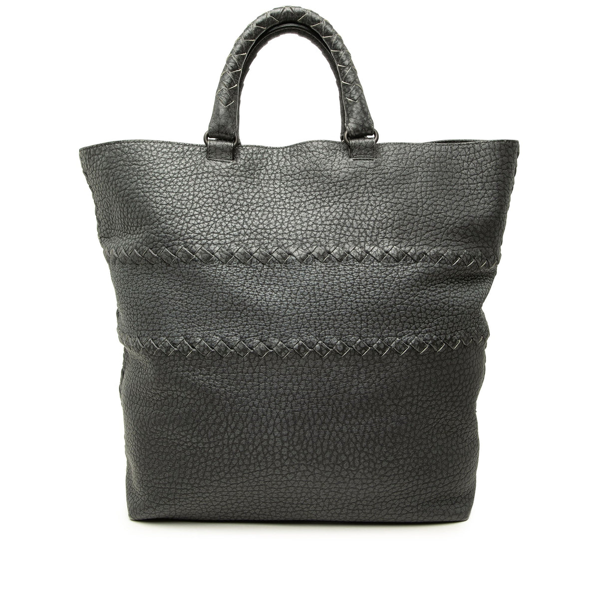 Bottega Veneta Intrecciato Trimmed Cervo Tote — Gray