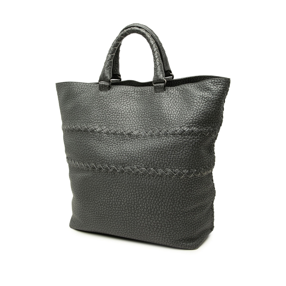 Bottega Veneta Intrecciato Trimmed Cervo Tote — Gray
