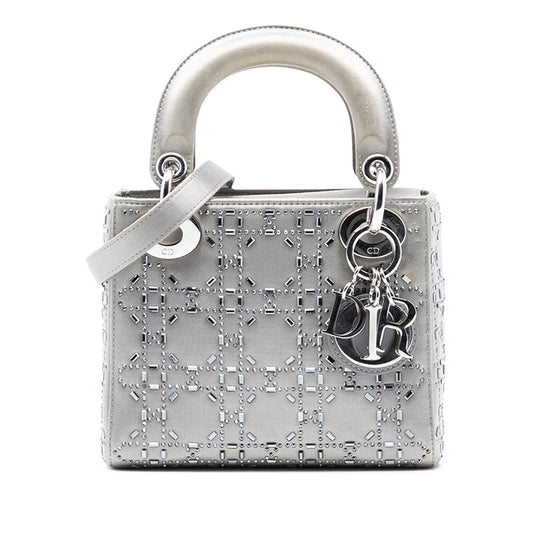 Dior Mini Satin Cannage Strass Crystal Embellished Lady Dior