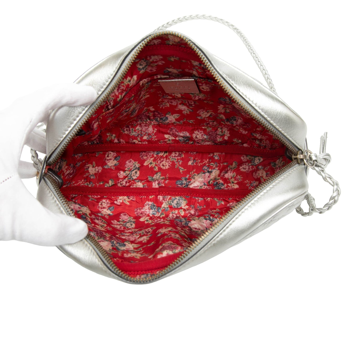 Small Quilted Metallic Leather Web Trapuntata Crossbody