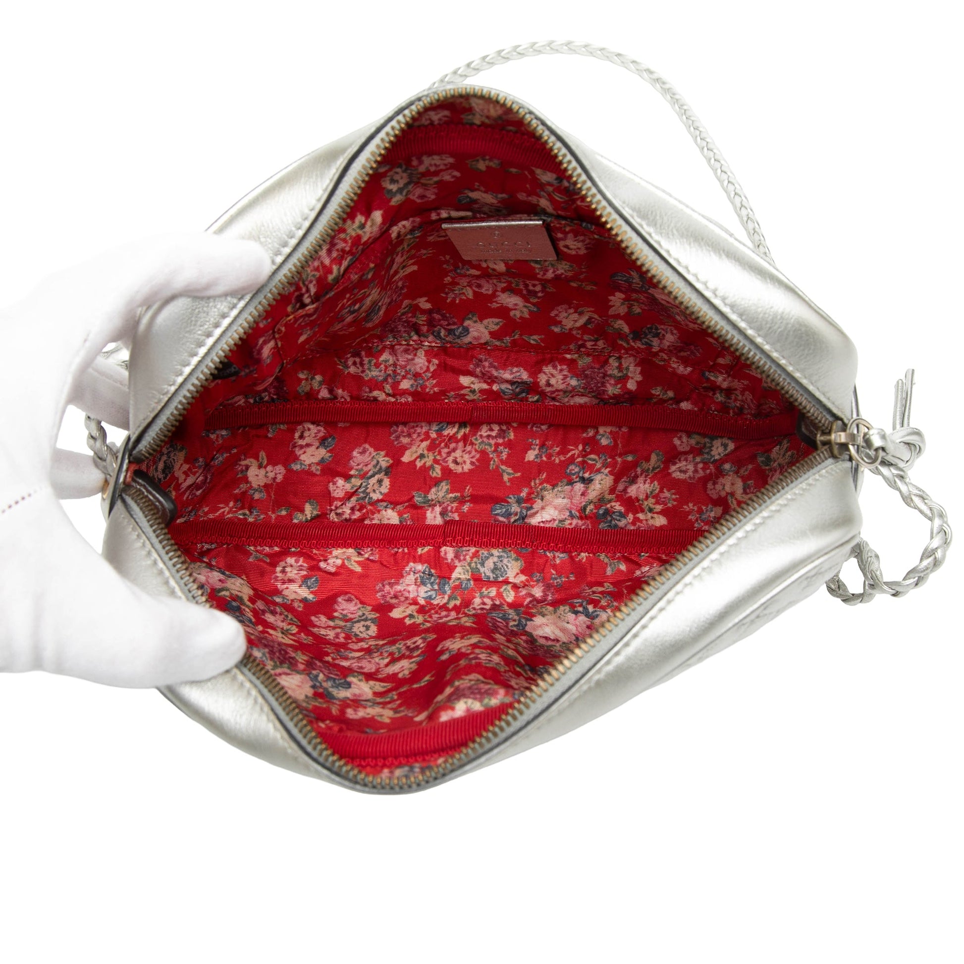 Small Quilted Metallic Leather Web Trapuntata Crossbody