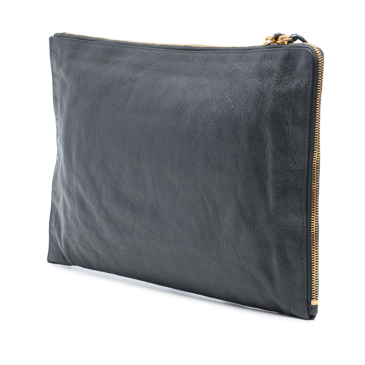 Balenciaga Lambskin Motocross Classic Zip Around Flat Clutch