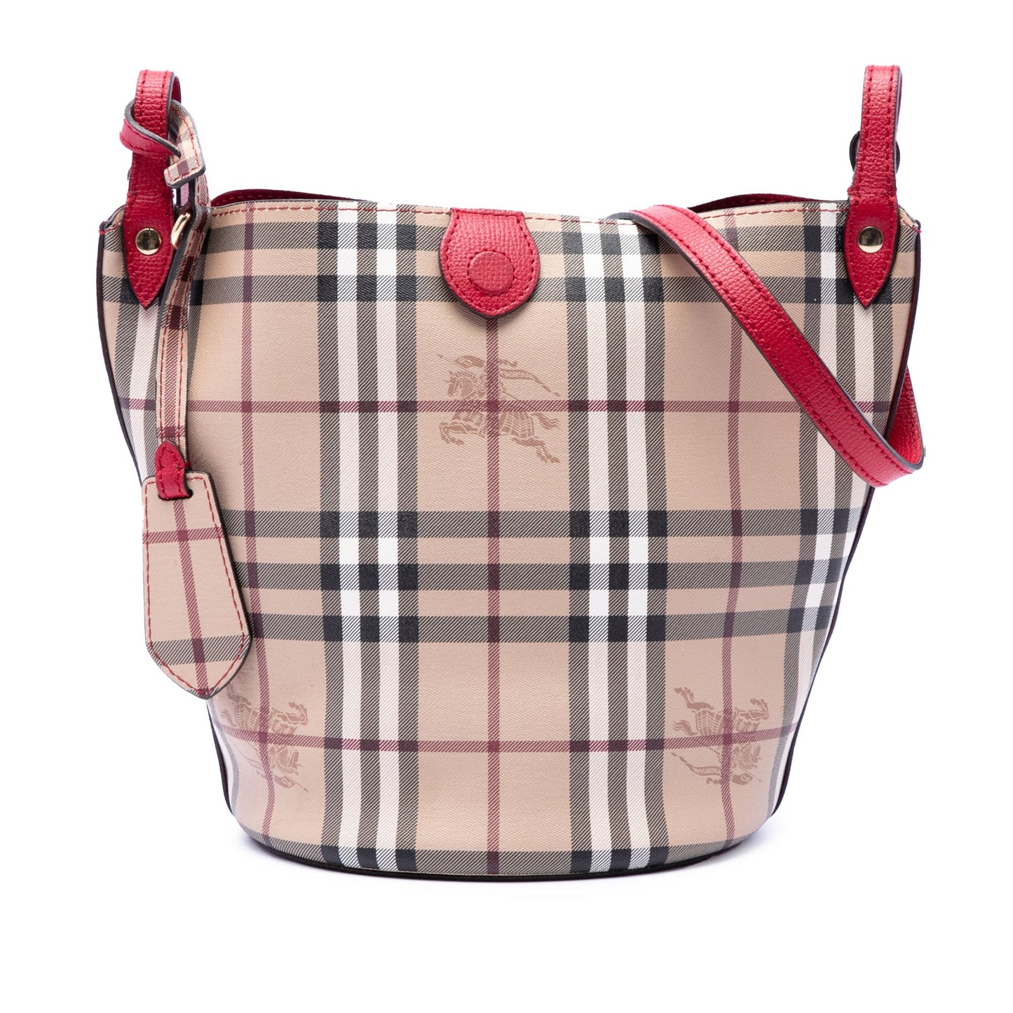 Burberry Haymarket Check Coated Canvas Lorne Bucket Bag