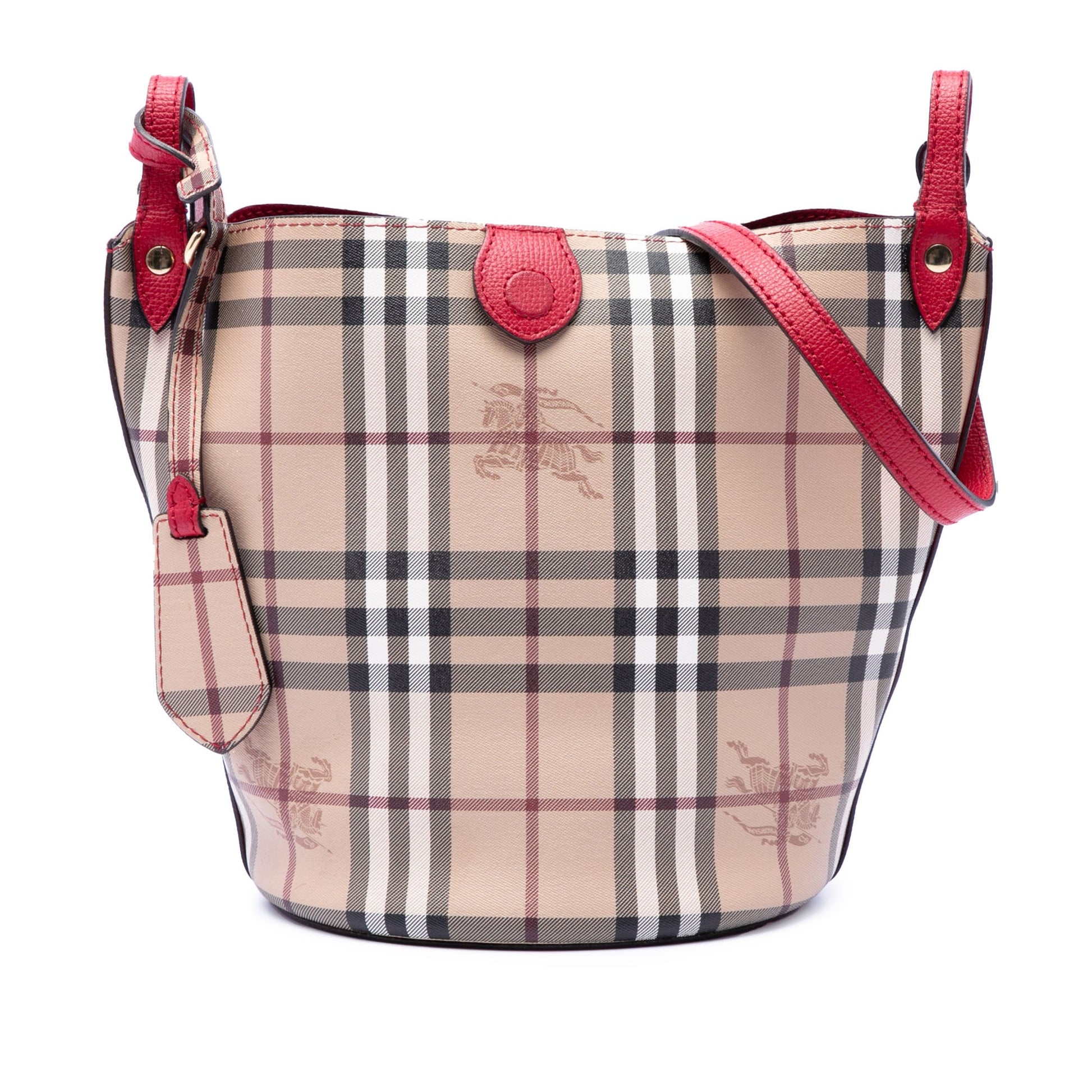 Burberry Haymarket Check Coated Canvas Lorne Bucket Bag