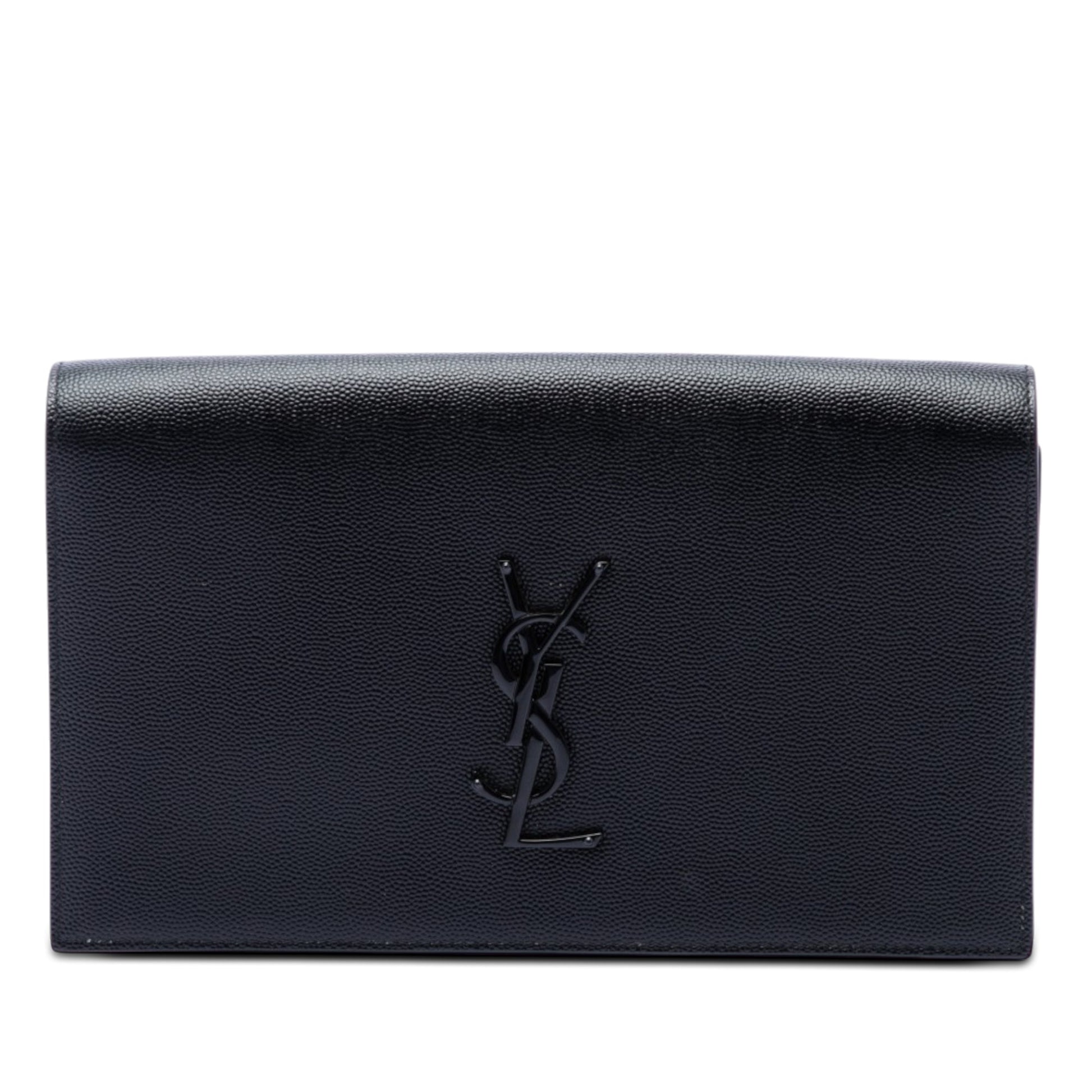 Saint Laurent Grain de Poudre Monogram Monochrome Kate Clutch