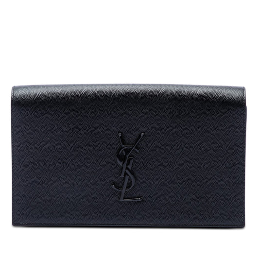 Saint Laurent Grain de Poudre Monogram Monochrome Kate Clutch