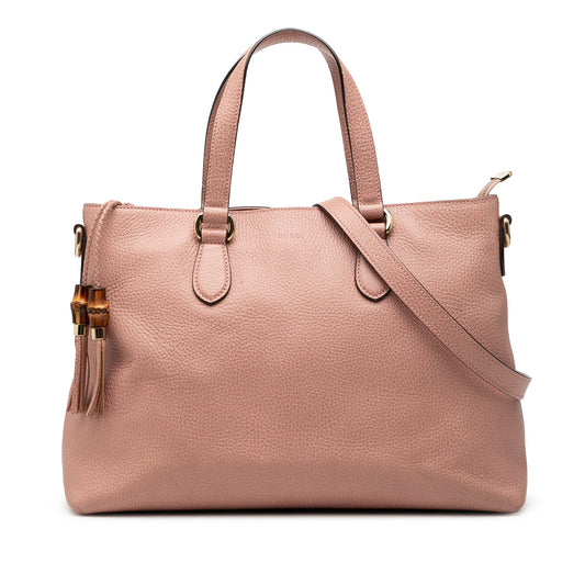 Gucci Leather Bamboo Tassel Satchel
