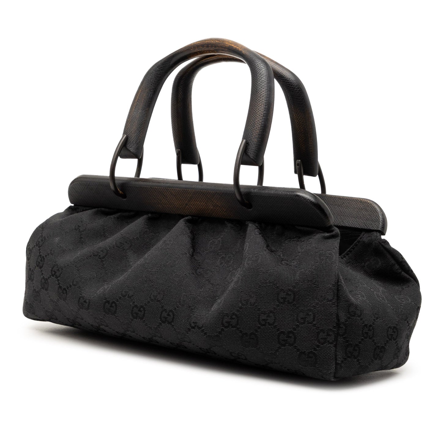 GG Canvas Wood Frame Handbag
