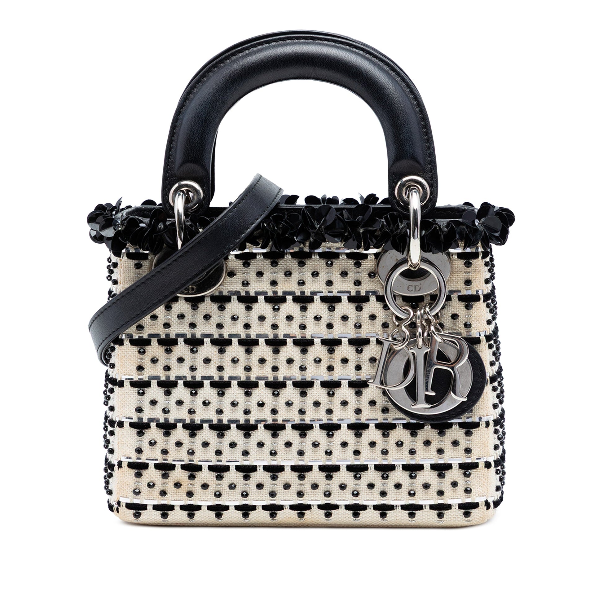 Dior Mini Canvas Bead and Sequin Embellished Lady Dior