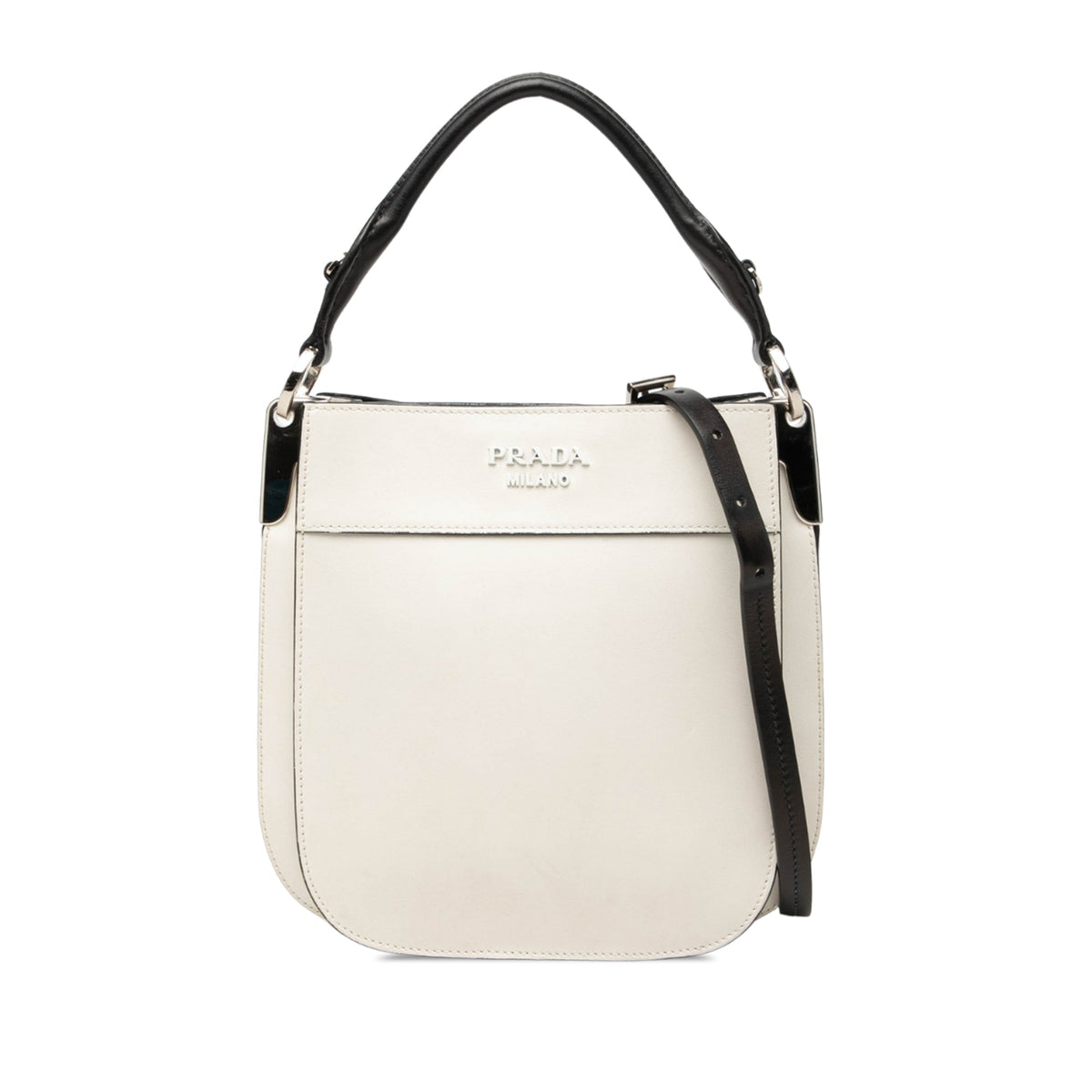 Prada Small City Calf Margit Satchel — White