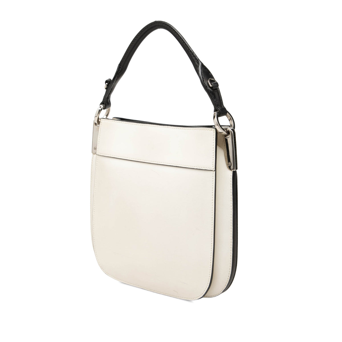 Prada Small City Calf Margit Satchel — White