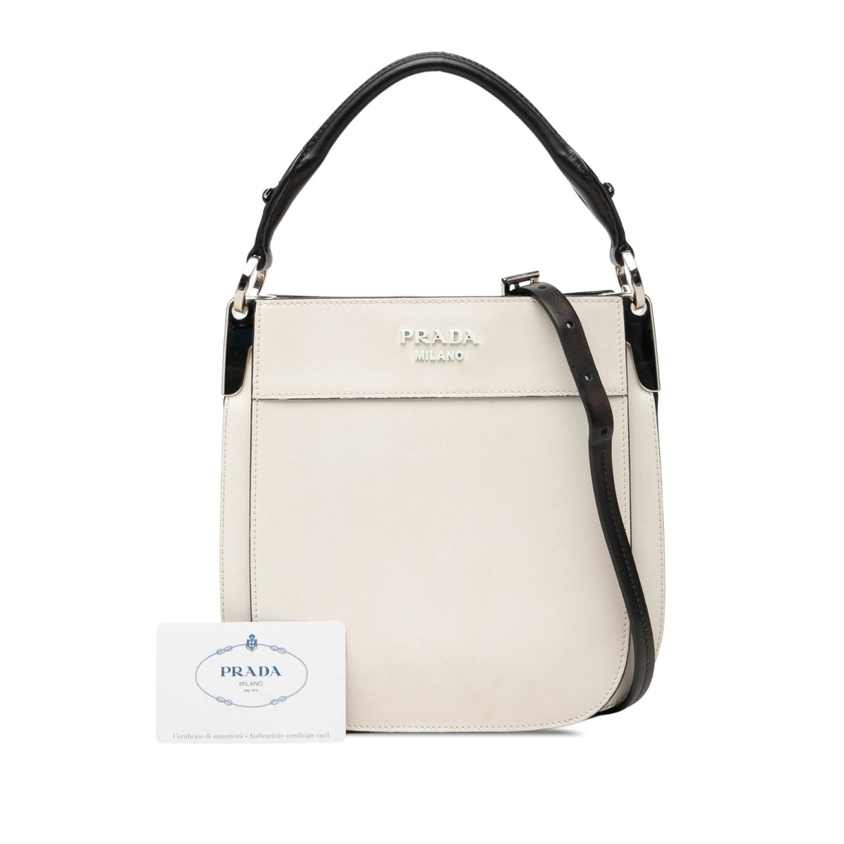 Prada Small City Calf Margit Satchel — White