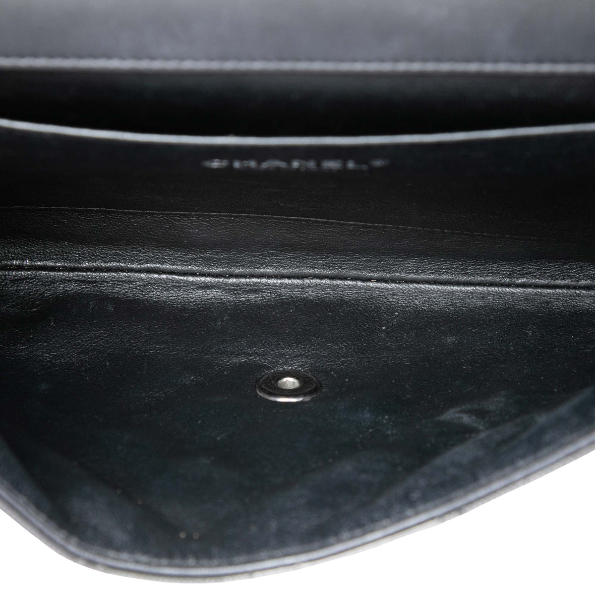 Chanel CC Quilted Patent Striated Flap Clutch with Chain — Black