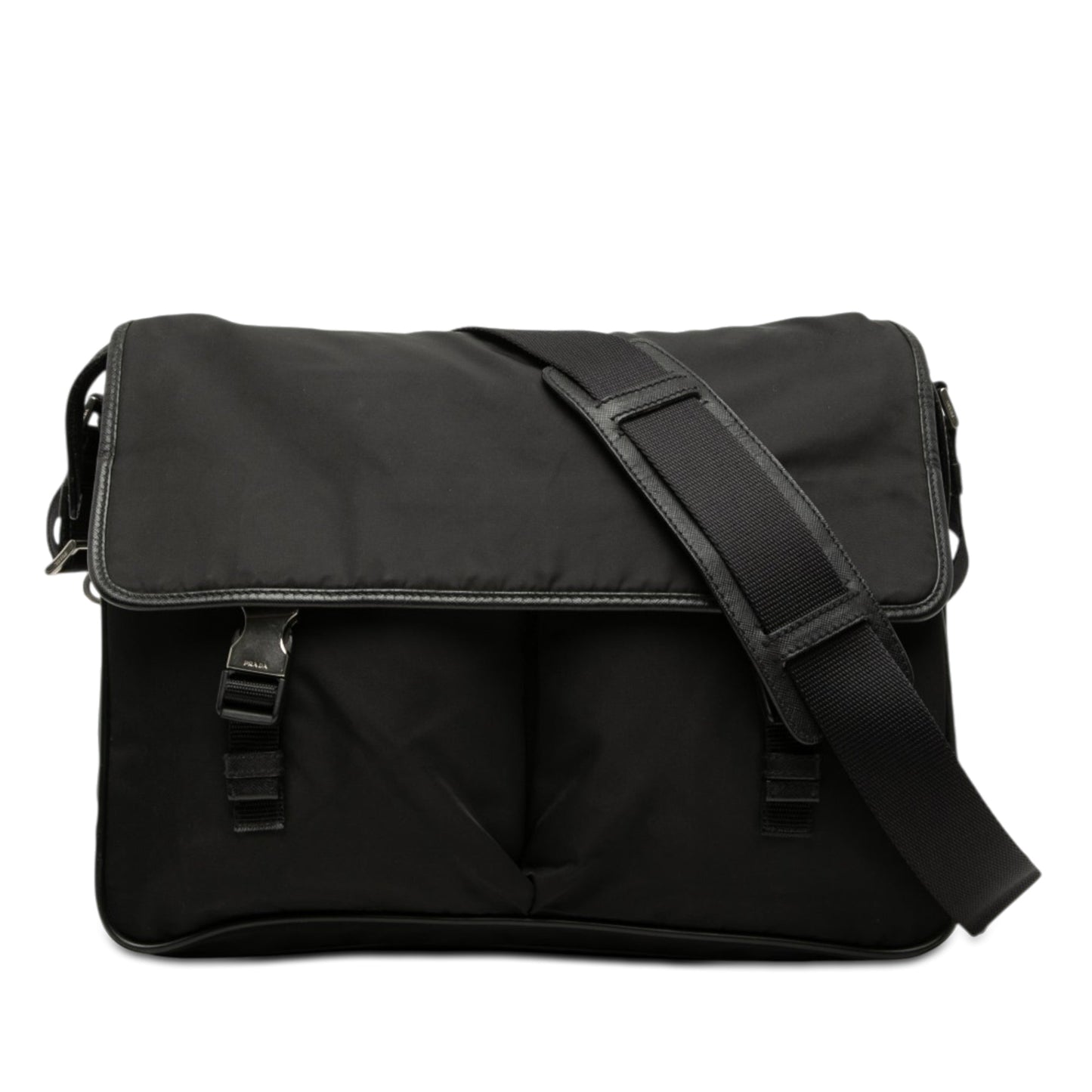 Prada Tessuto Double Buckle Messenger Bag
