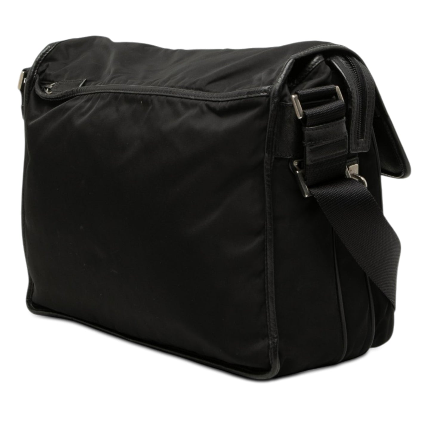 Prada Tessuto Double Buckle Messenger Bag