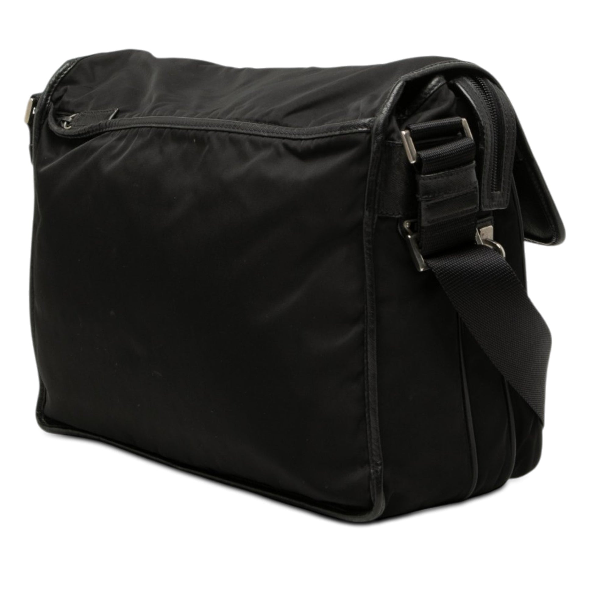 Prada Tessuto Double Buckle Messenger Bag
