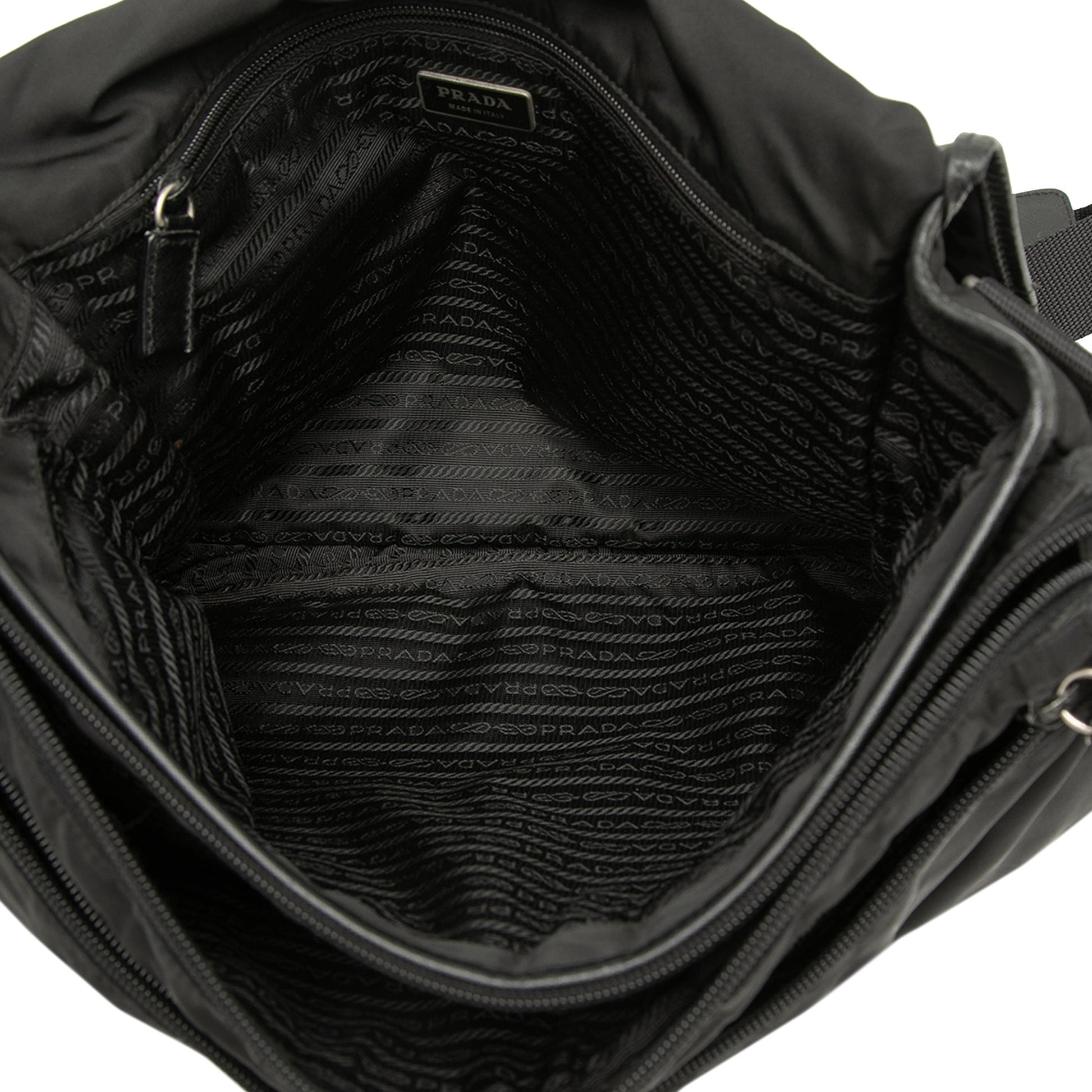Prada Tessuto Double Buckle Messenger Bag