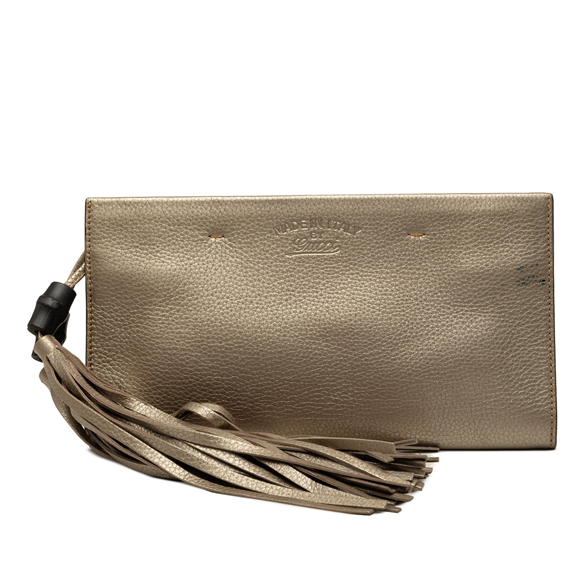 Gucci Metallic Calfskin Bamboo Tassel Clutch