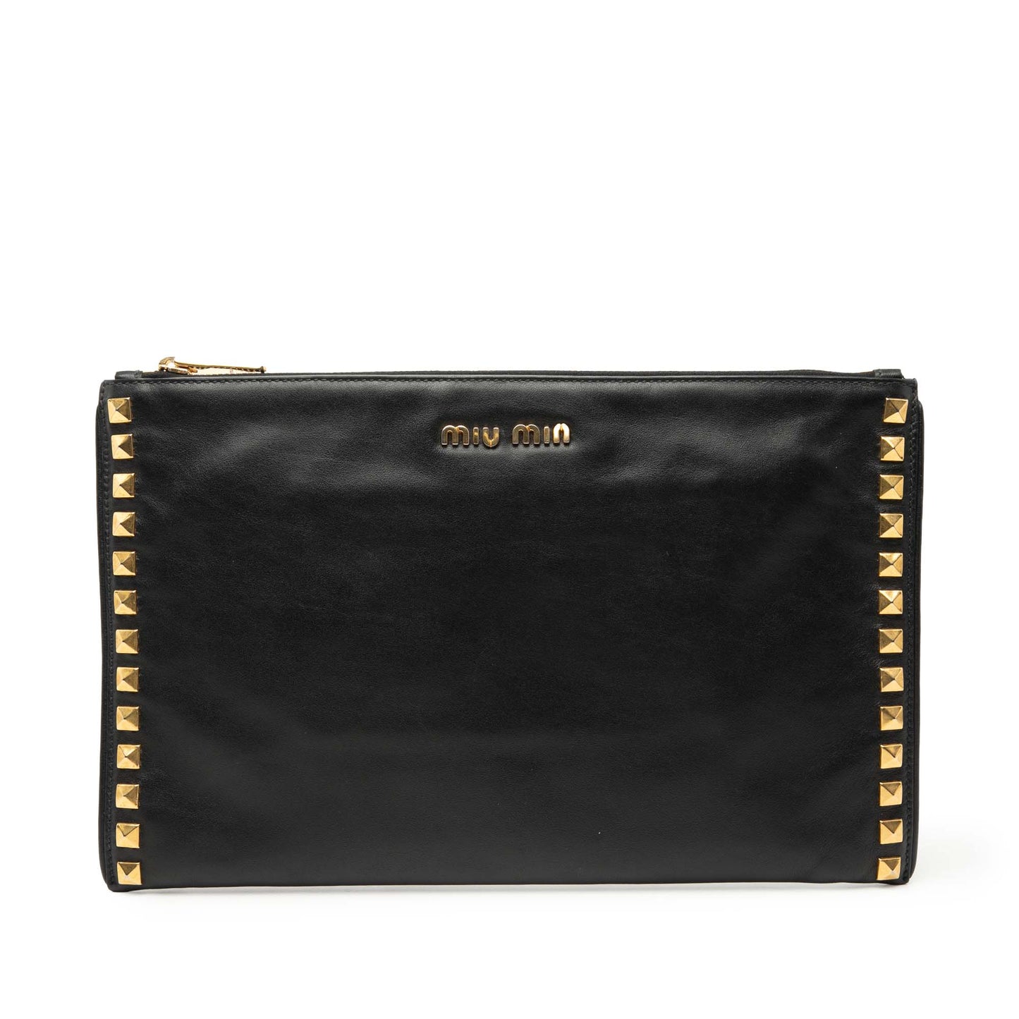 Miu Miu Studded Leather Zip Clutch