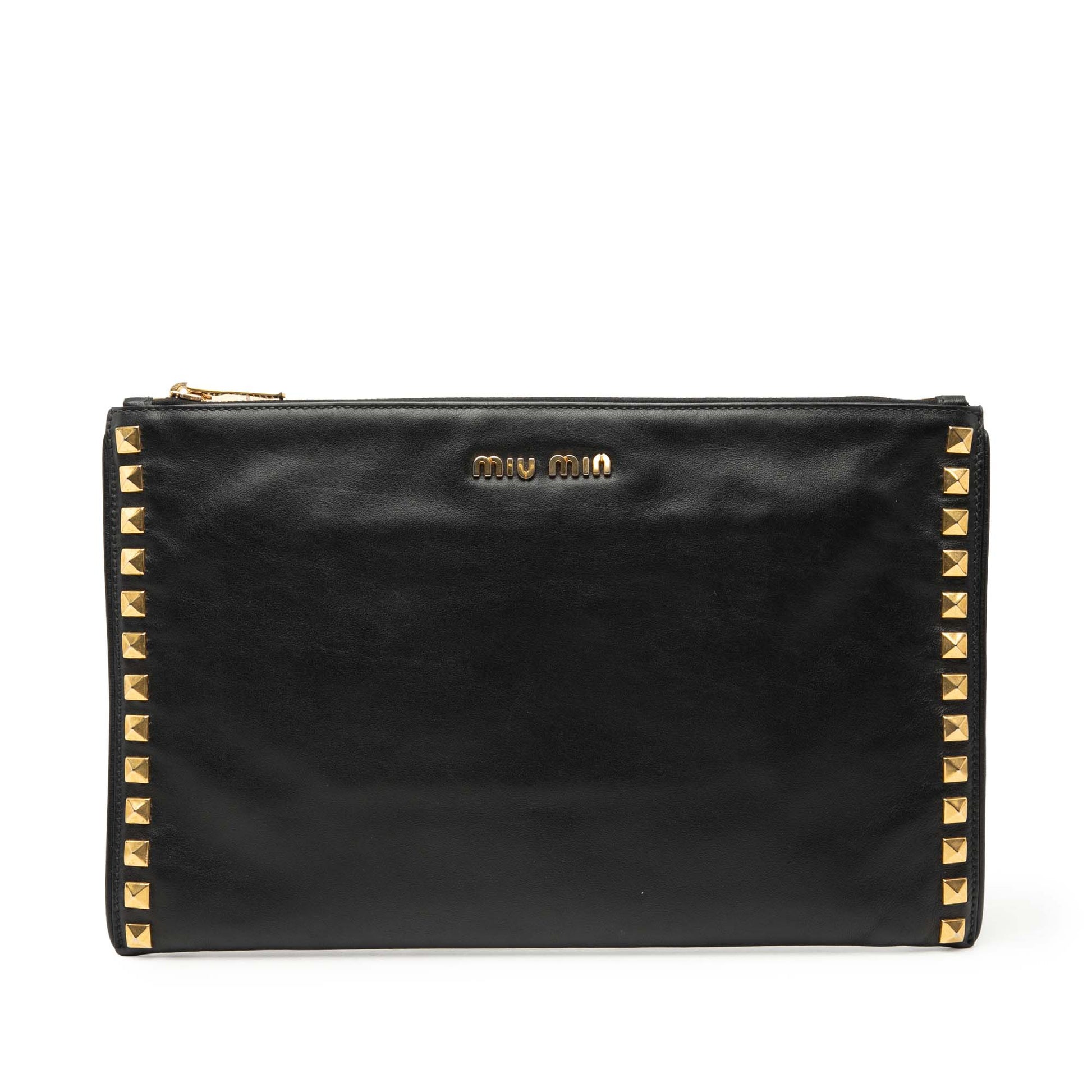 Miu Miu Studded Leather Zip Clutch