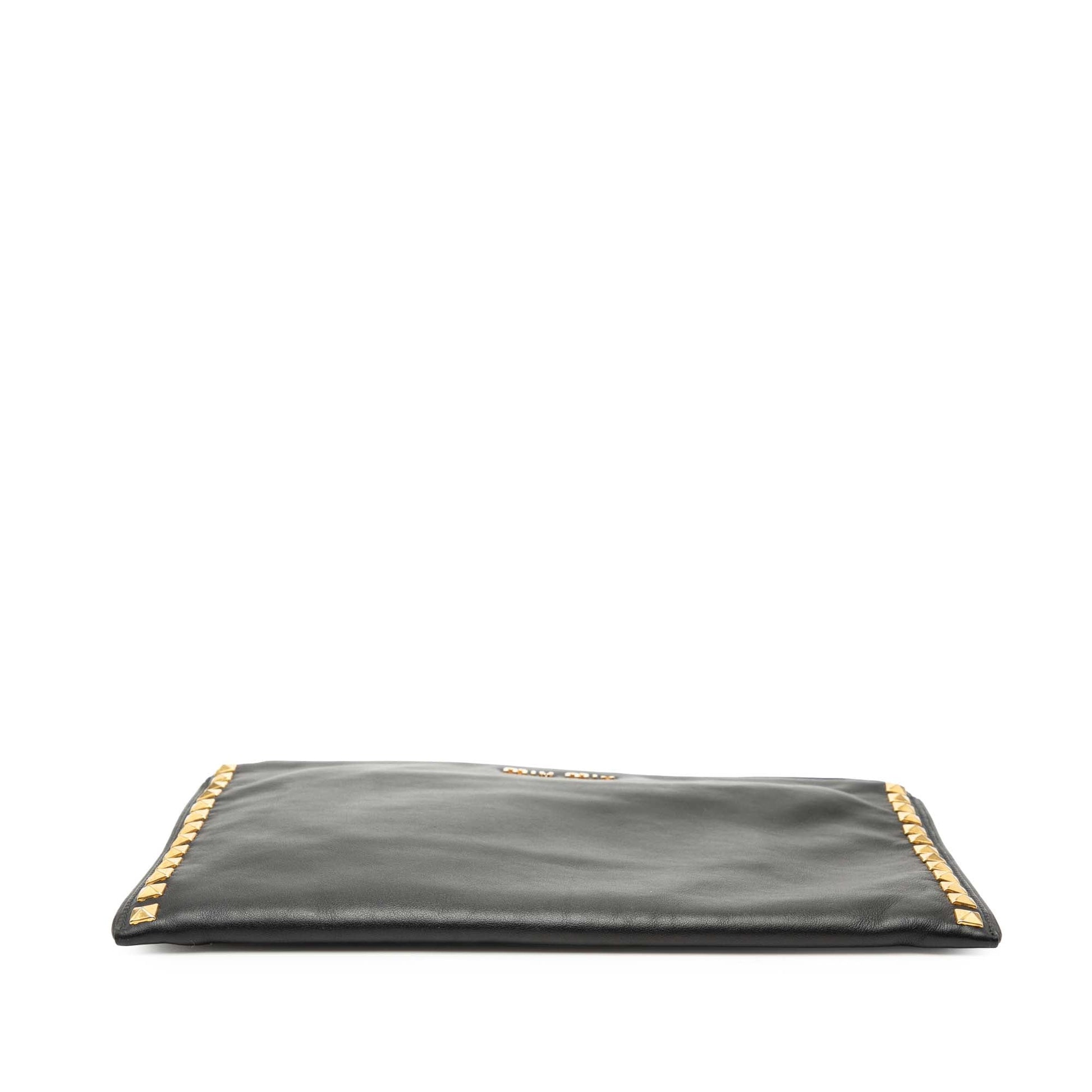 Miu Miu Studded Leather Zip Clutch