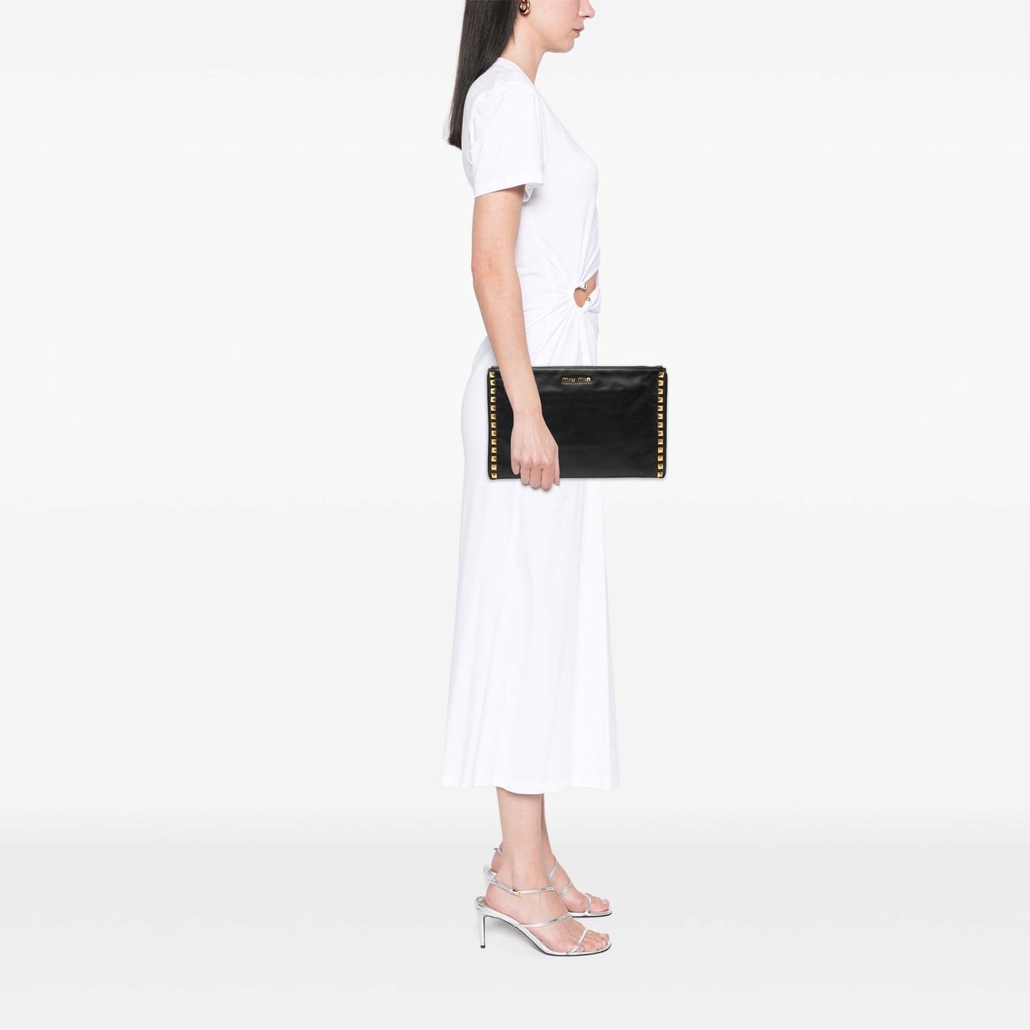 Miu Miu Studded Leather Zip Clutch