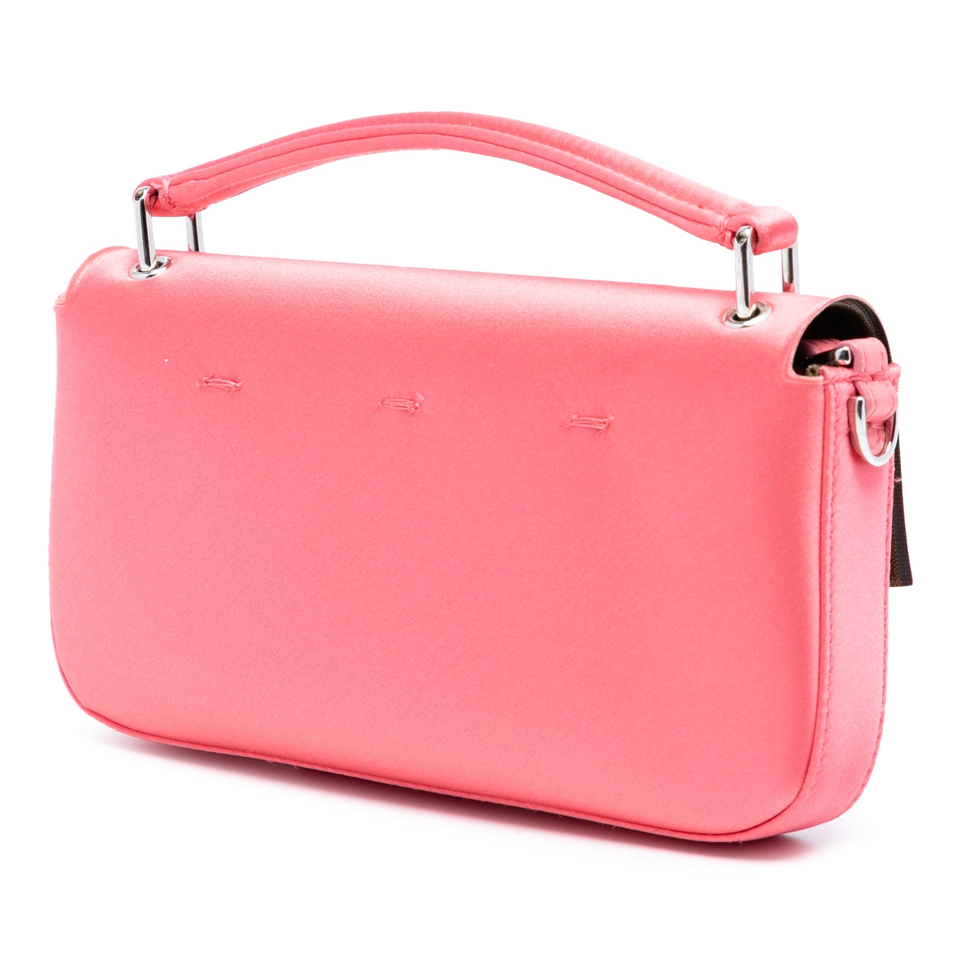 Fendi Satin Phone Pouch Baguette Satchel