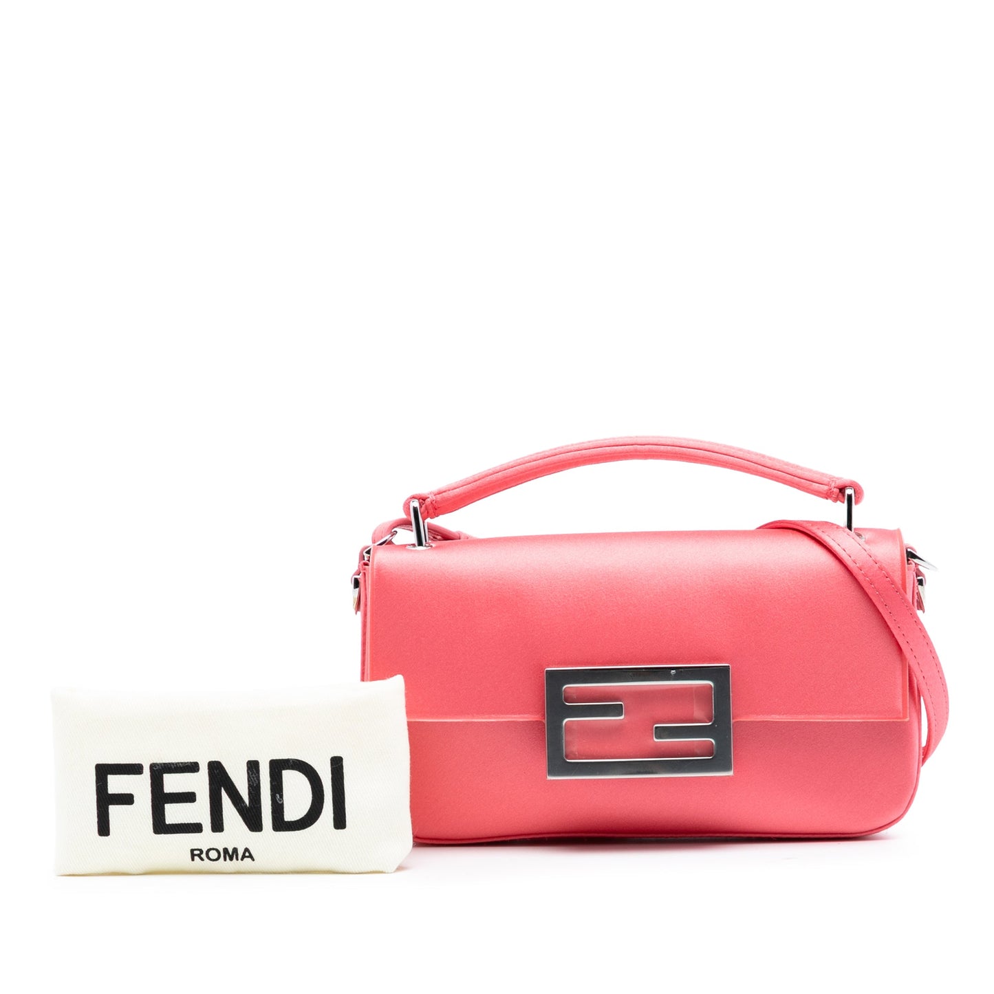 Fendi Satin Phone Pouch Baguette Satchel