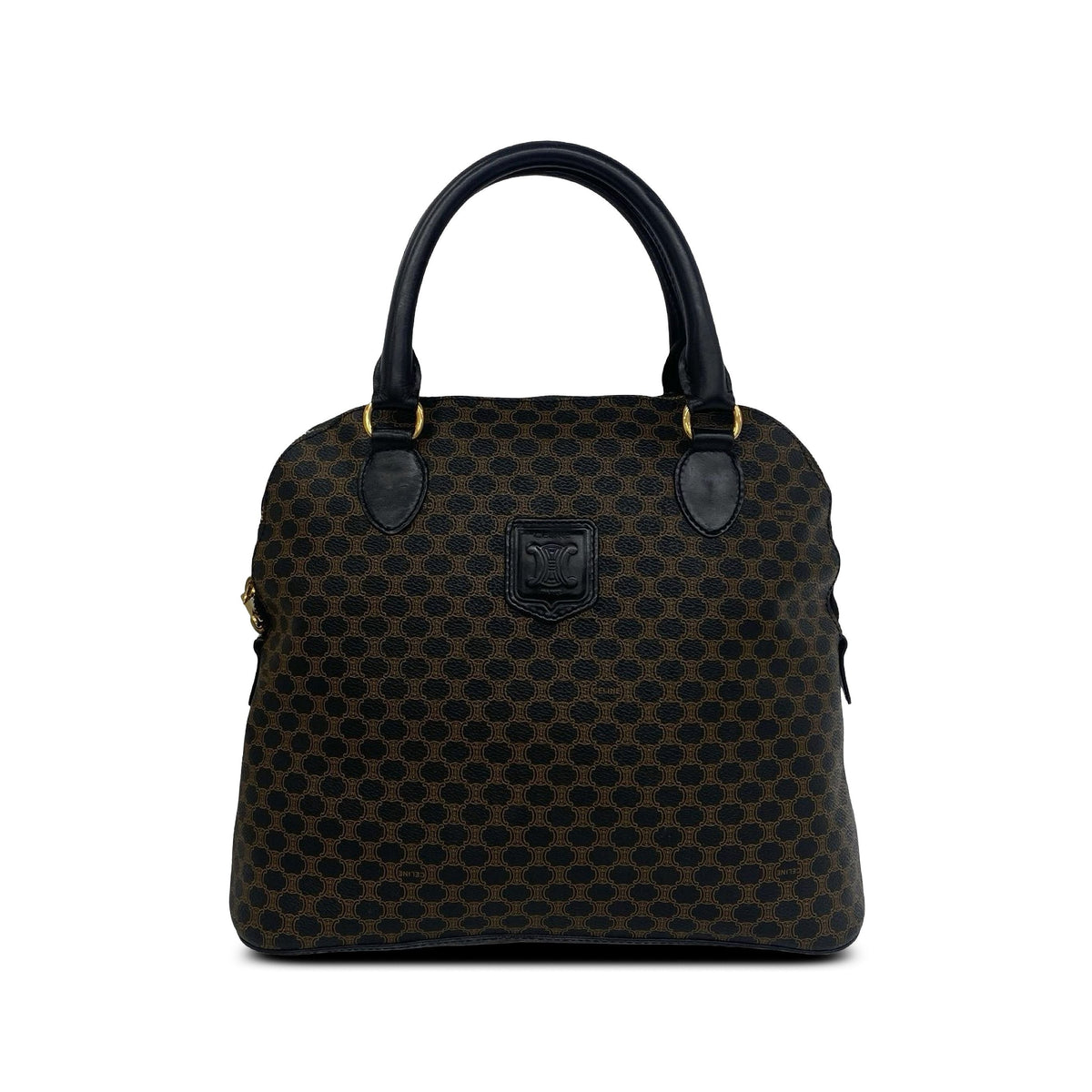 Celine Macadam Coated Canvas Blason Handbag — Brown