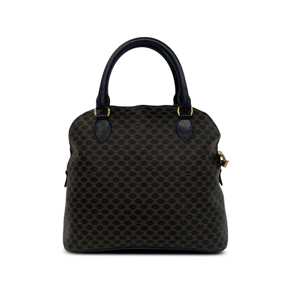 Celine Macadam Coated Canvas Blason Handbag — Brown