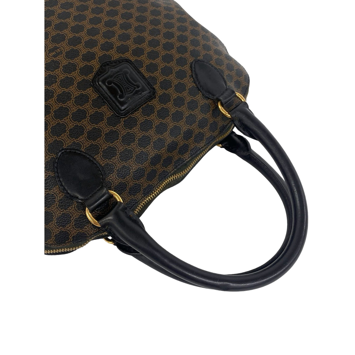 Celine Macadam Coated Canvas Blason Handbag — Brown