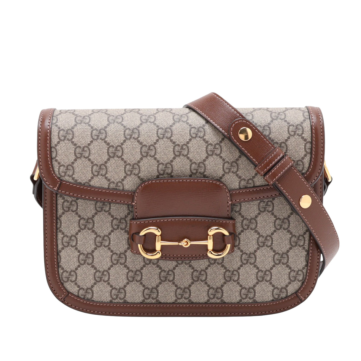 Gucci Medium GG Supreme Horsebit 1955 Shoulder Bag — Beige
