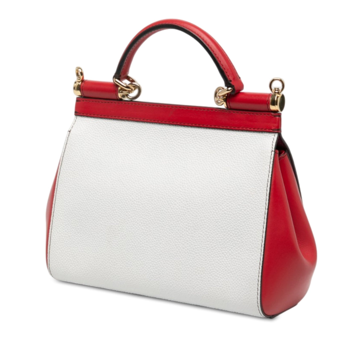 Dolce & Gabbana Small Tricolor Grained Calfskin Miss Sicily Satchel — White