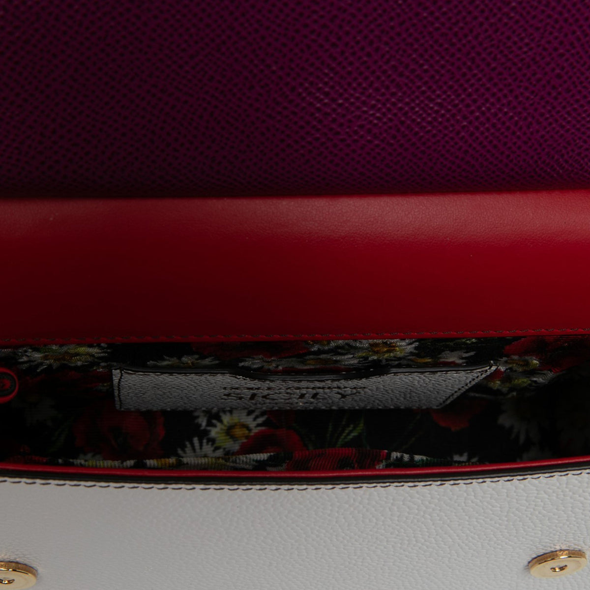 Dolce & Gabbana Small Tricolor Grained Calfskin Miss Sicily Satchel — White