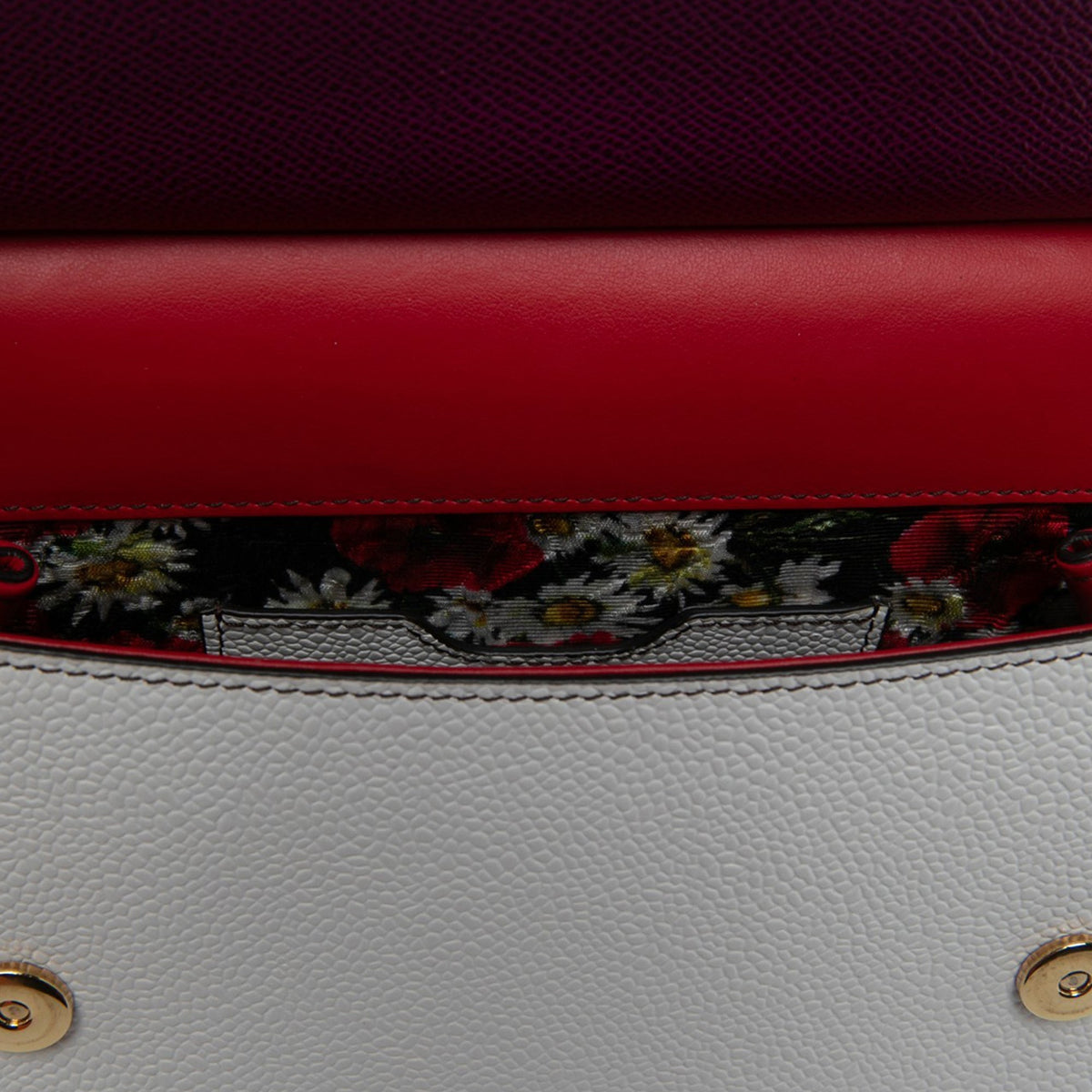 Dolce & Gabbana Small Tricolor Grained Calfskin Miss Sicily Satchel — White