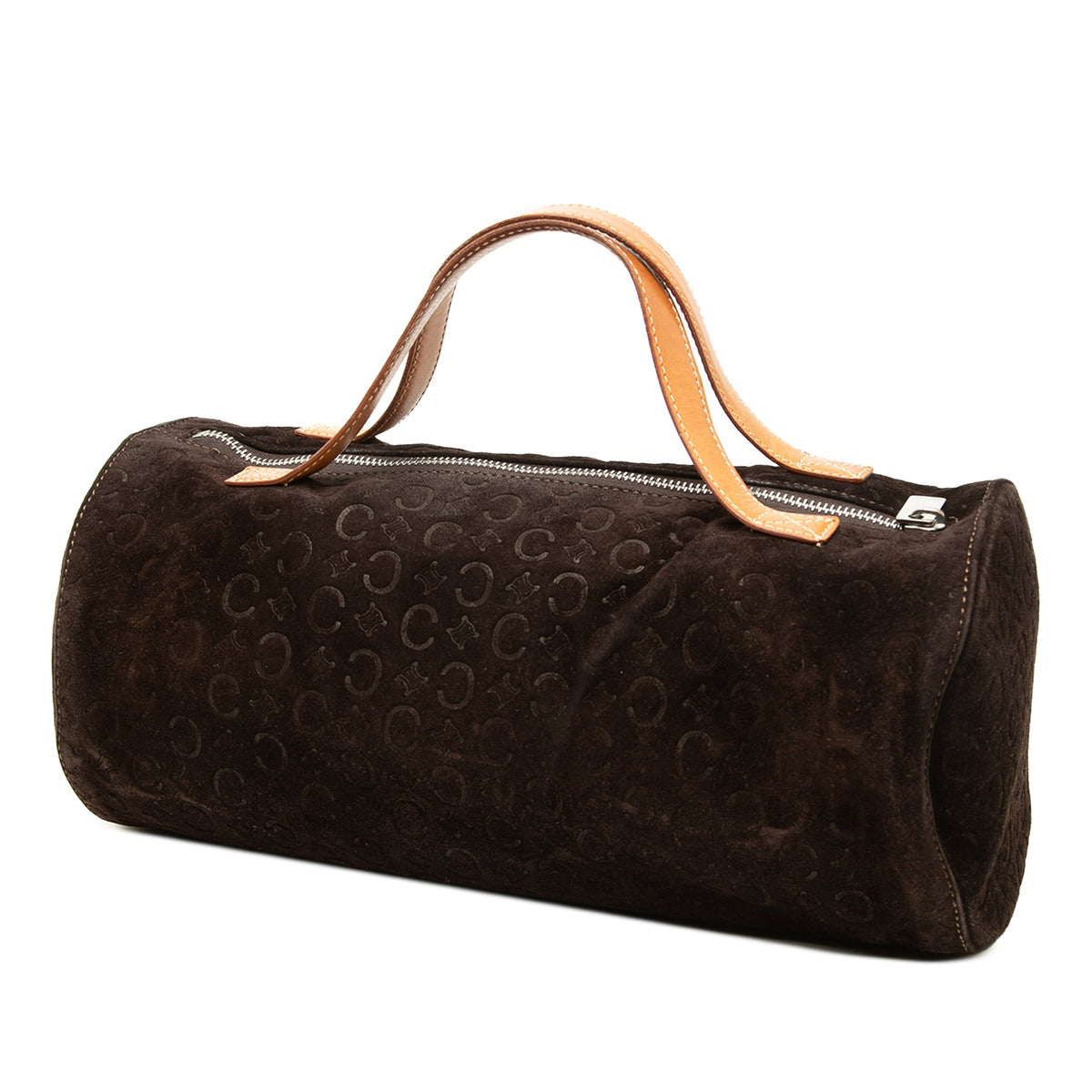 Celine C Macadam Suede Handbag — Brown