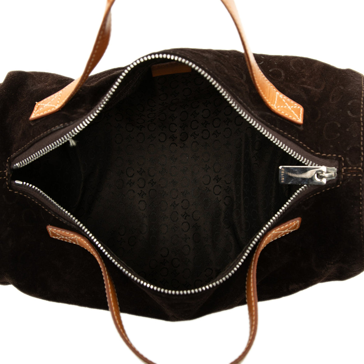 Celine C Macadam Suede Handbag — Brown