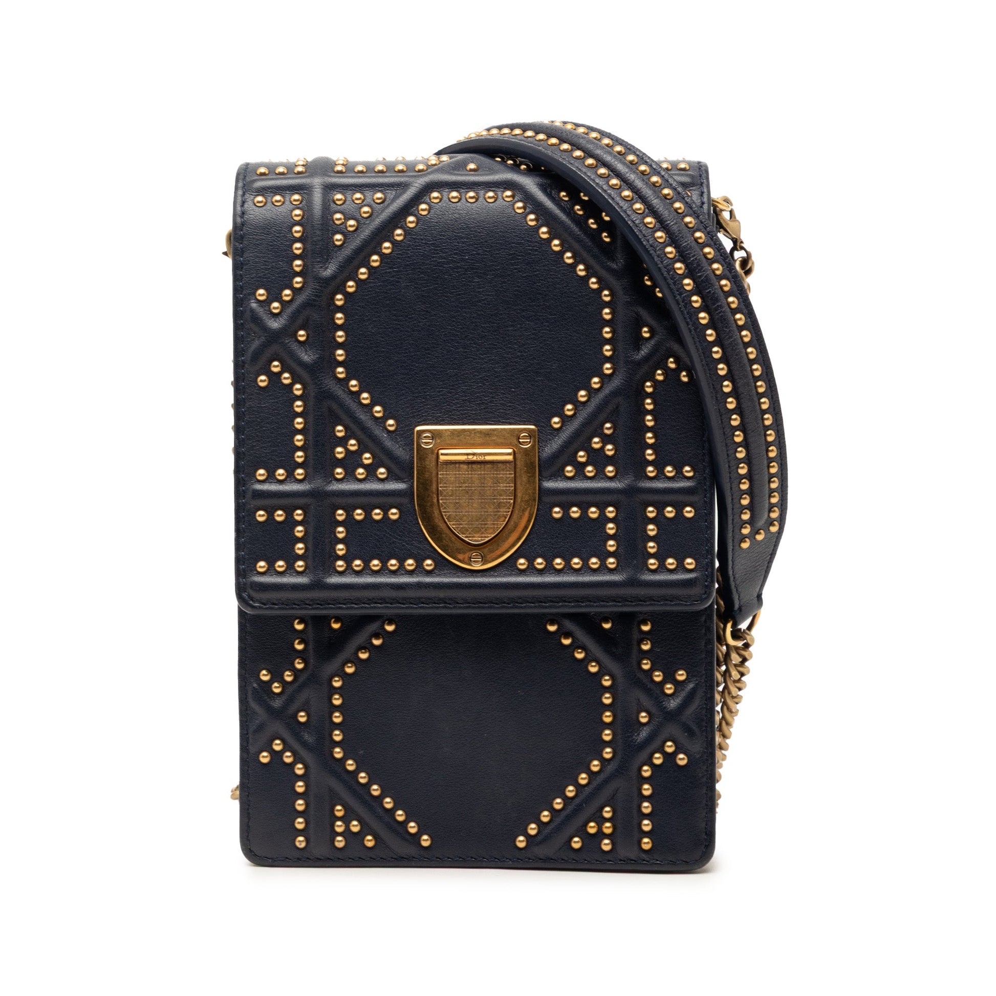 Dior Studded Lambskin Vertical Diorama Crossbody