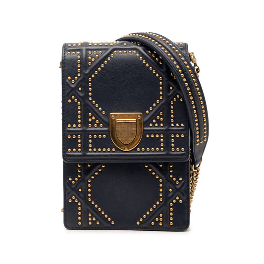 Dior Studded Lambskin Vertical Diorama Crossbody