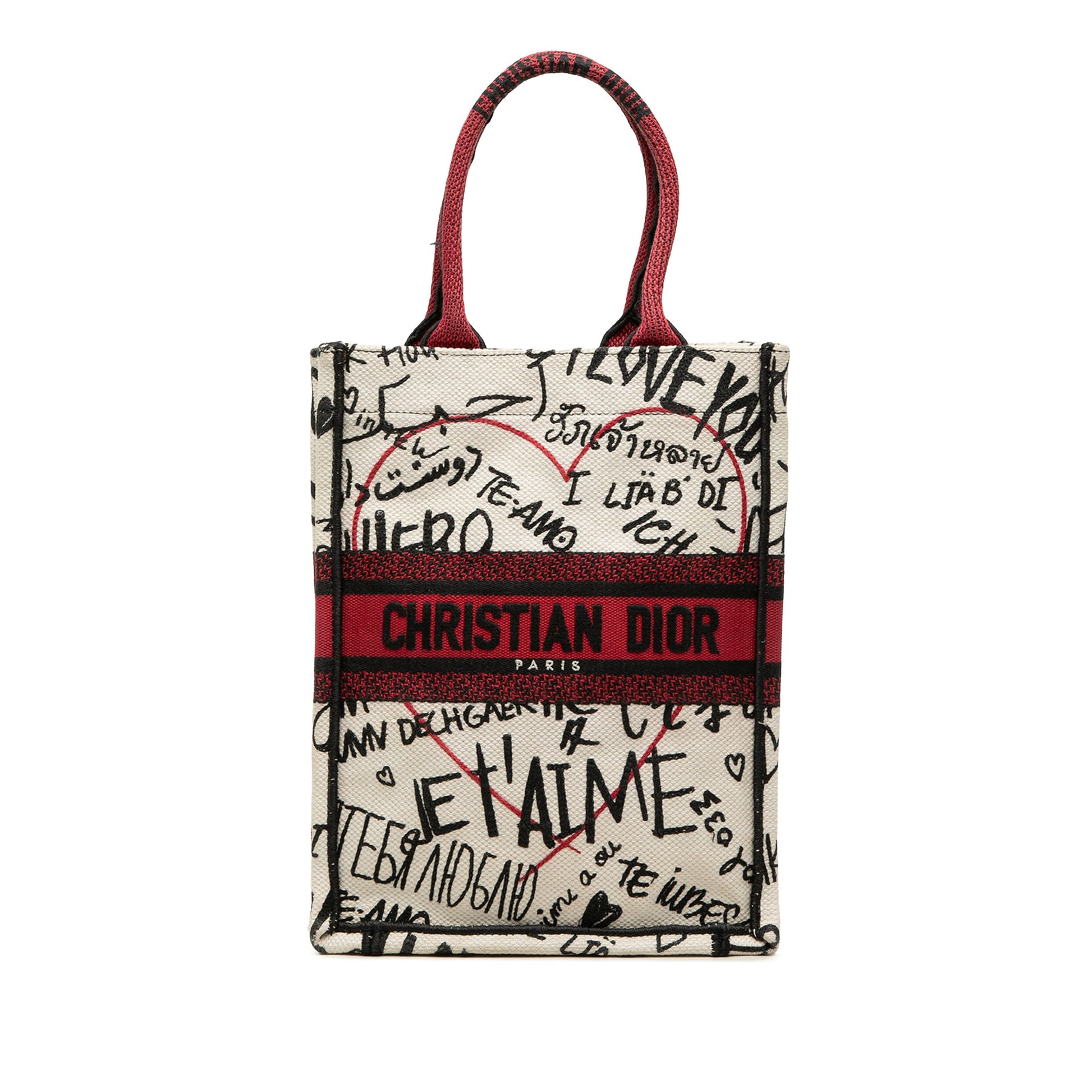 Dior DiorAmour Embroidered Canvas Graffiti Vertical Book Tote