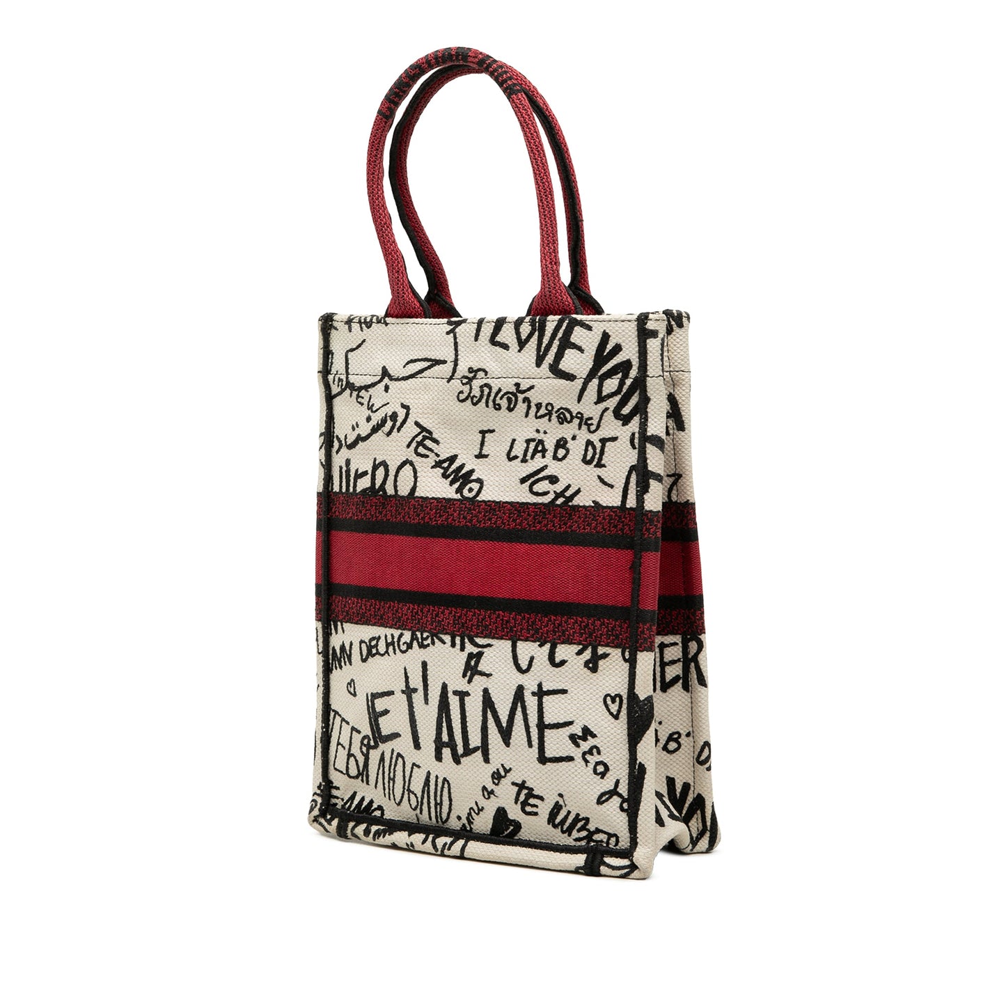 Dior DiorAmour Embroidered Canvas Graffiti Vertical Book Tote