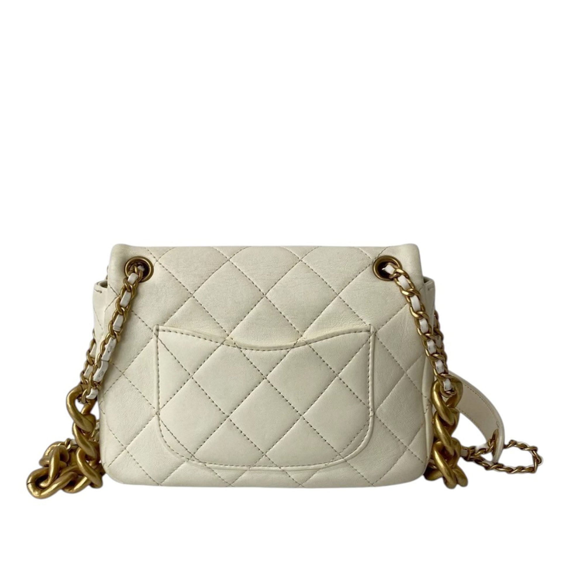 Chanel Mini Quilted Shiny Lambskin Dual Chain Flap