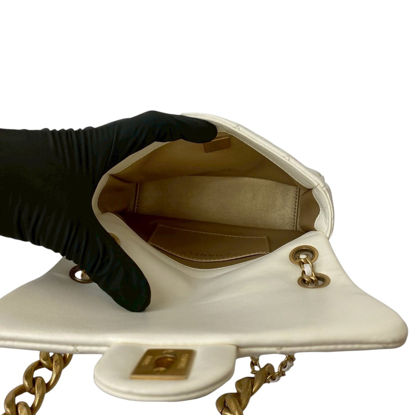Chanel Mini Quilted Shiny Lambskin Dual Chain Flap