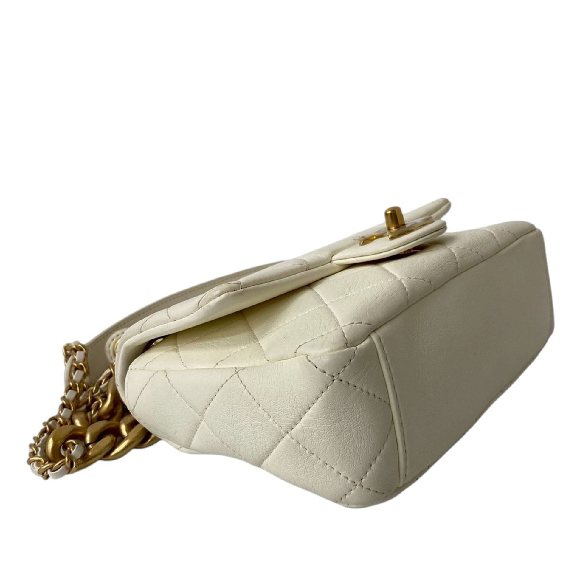 Chanel Mini Quilted Shiny Lambskin Dual Chain Flap